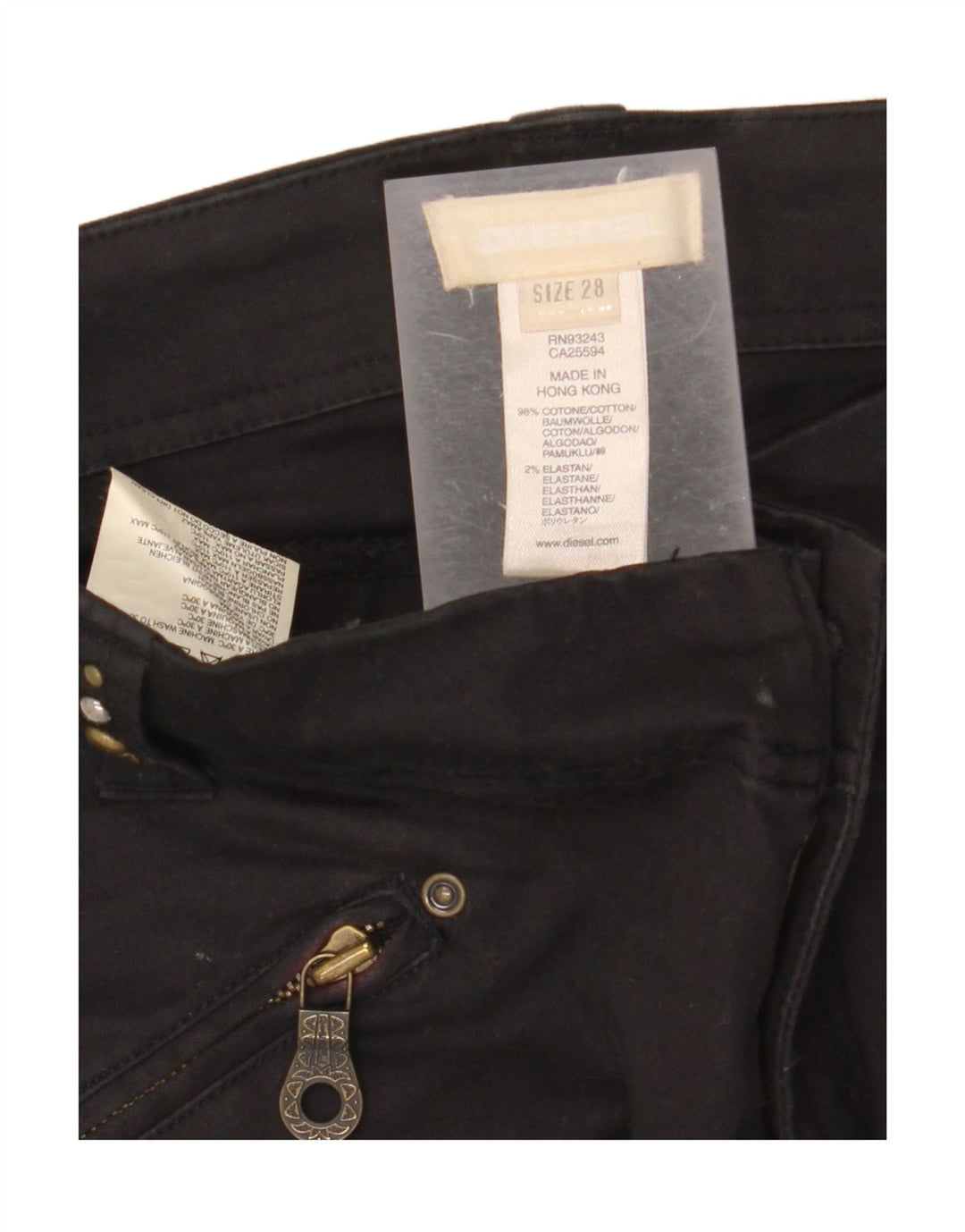 DIESEL Womens Straight Casual Trousers W28 L31 Black Cotton Vintage Diesel and Second-Hand Diesel from Messina Hembry 