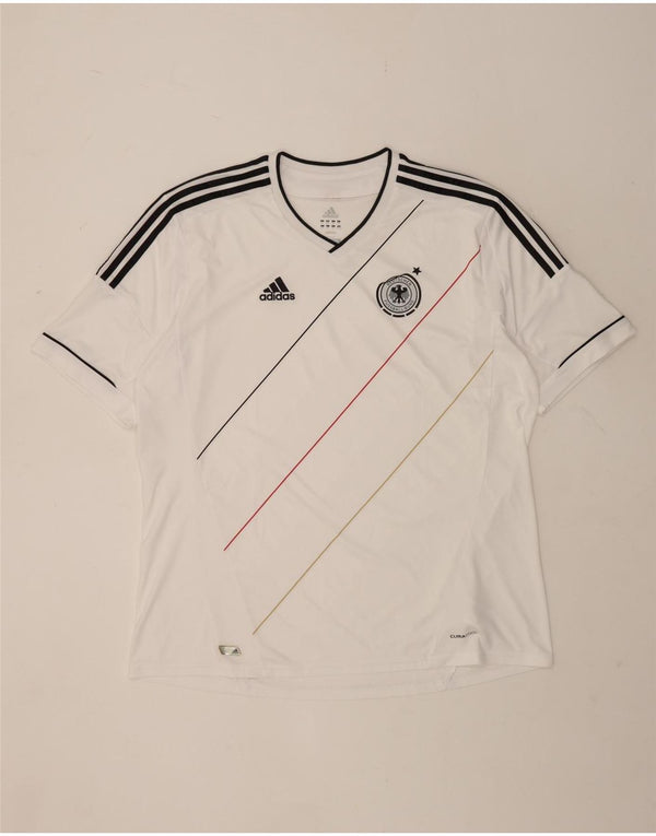 Adidas Mens Deutscher Fussball Bund Camiseta Top 2XL Branco Listrado Poliéster