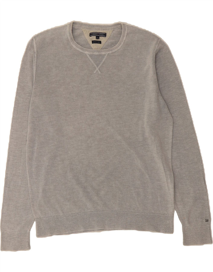 TOMMY HILFIGER Mens Crew Neck Jumper Sweater XL Grey Cotton Vintage Tommy Hilfiger and Second-Hand Tommy Hilfiger from Messina Hembry 