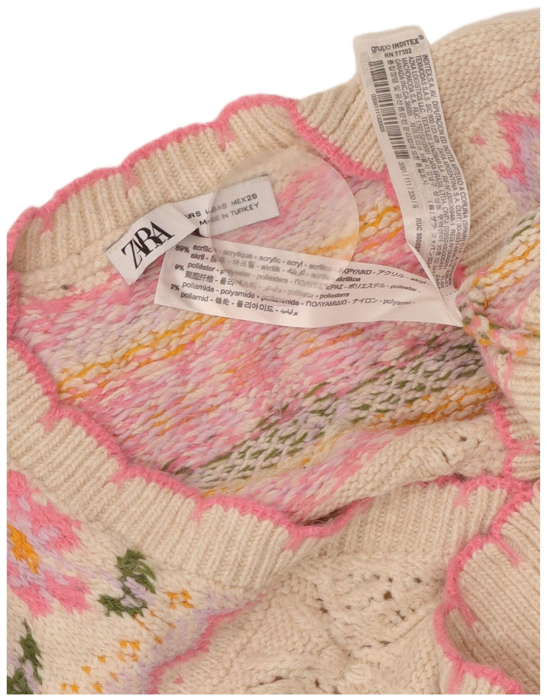 Suéter cardigã feminino ZARA com corte solto Reino Unido 10 pequeno rosa floral