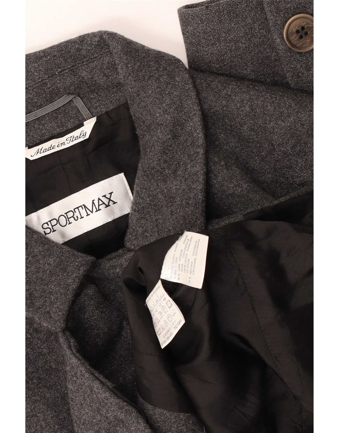 Jaqueta Blazer Feminina Sportmax Reino Unido 12 Lã Cinza Médio Clássico