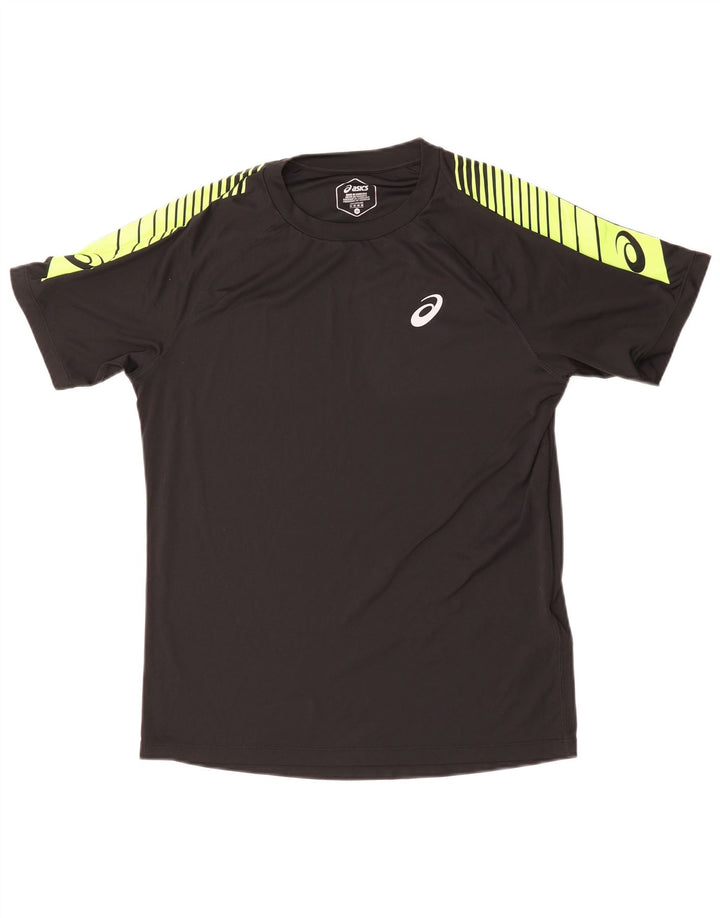 Camiseta masculina ASICS Top médio preto colorblock poliéster