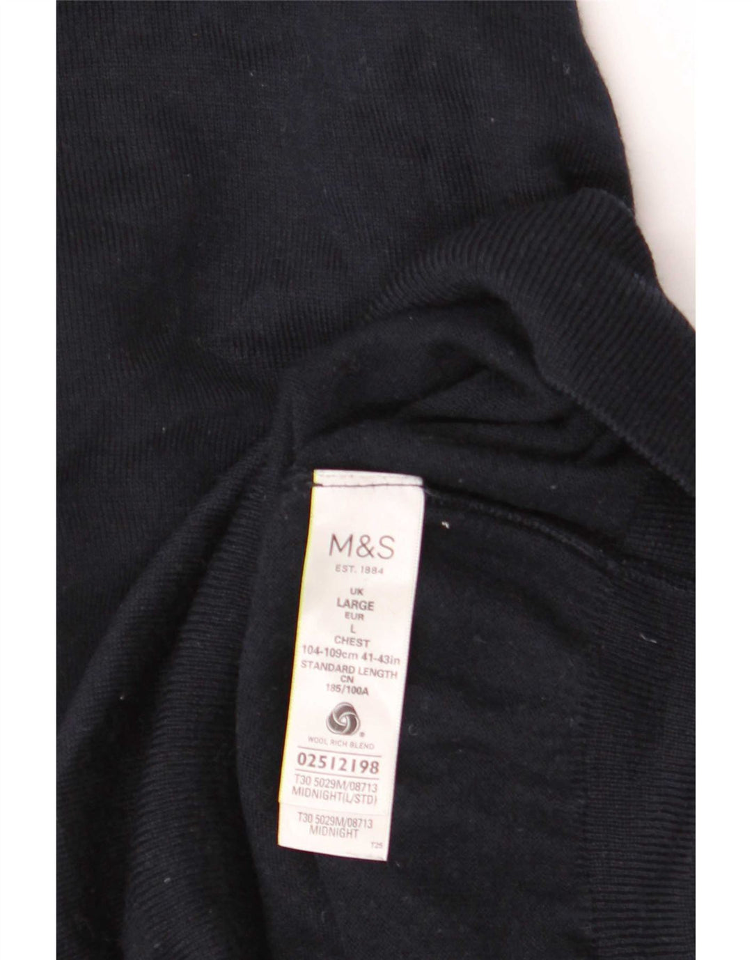 Suéter masculino Marks & Spencer com gola redonda grande acrílico azul marinho