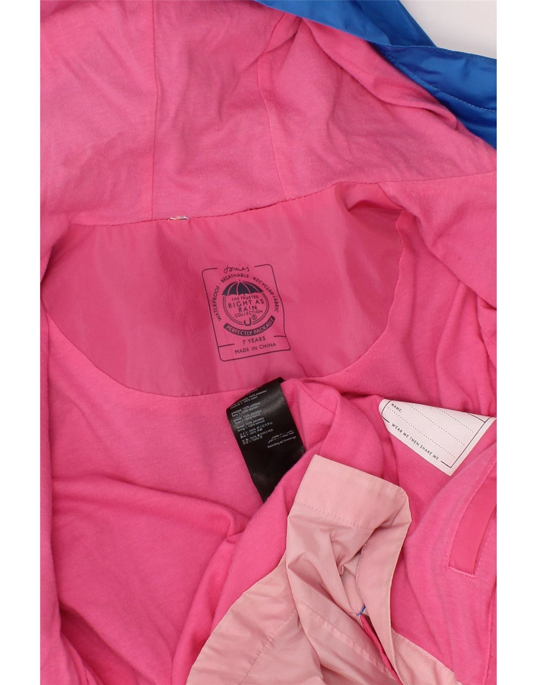Jaqueta de chuva com capuz para meninas Joules 6-7 anos Colorblock multicolorido