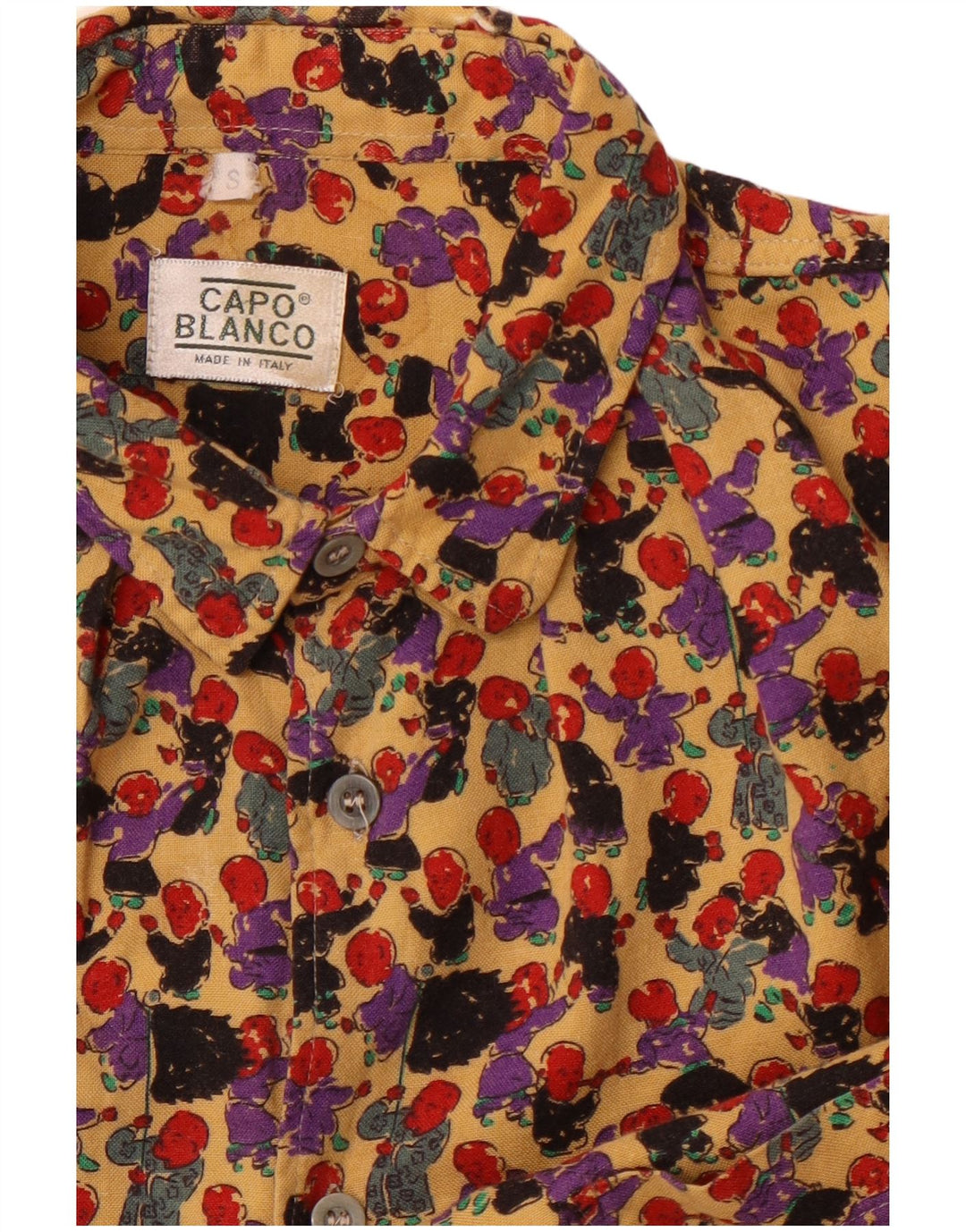 Camisa masculina VINTAGE com estampa abstrata pequena multicolorida