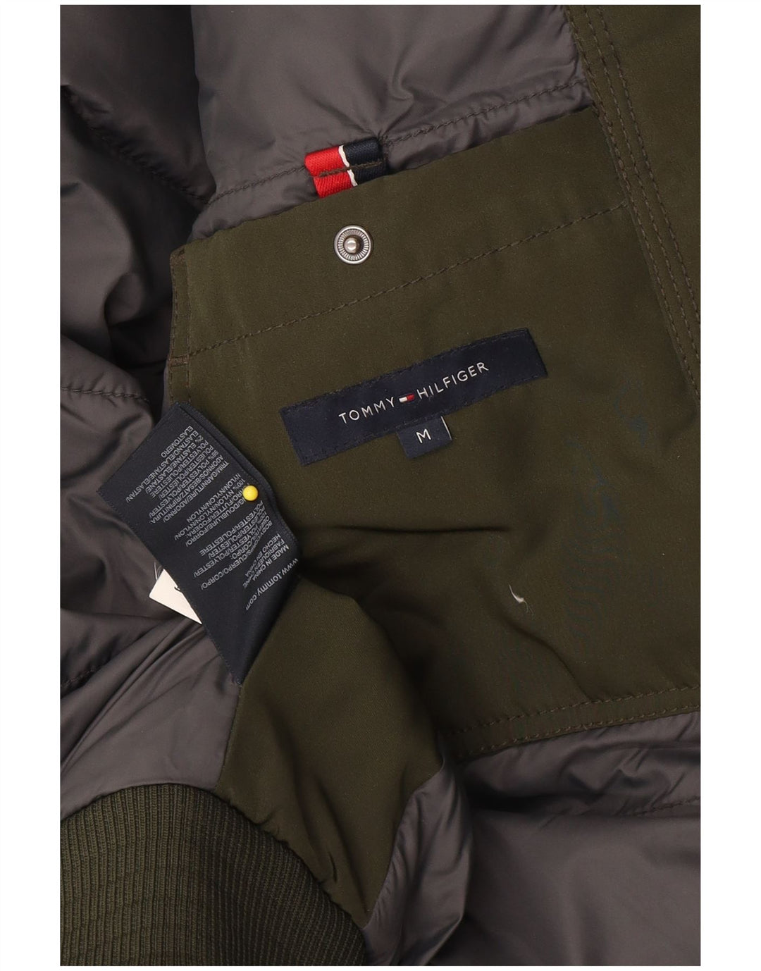 Jaqueta acolchoada masculina Tommy Hilfiger UK 38 poliéster verde médio