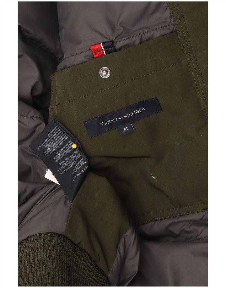 Jaqueta acolchoada masculina Tommy Hilfiger UK 38 poliéster verde médio