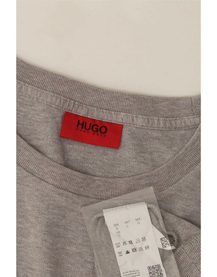 Hugo Boss moletom gráfico masculino jumper grande algodão cinza