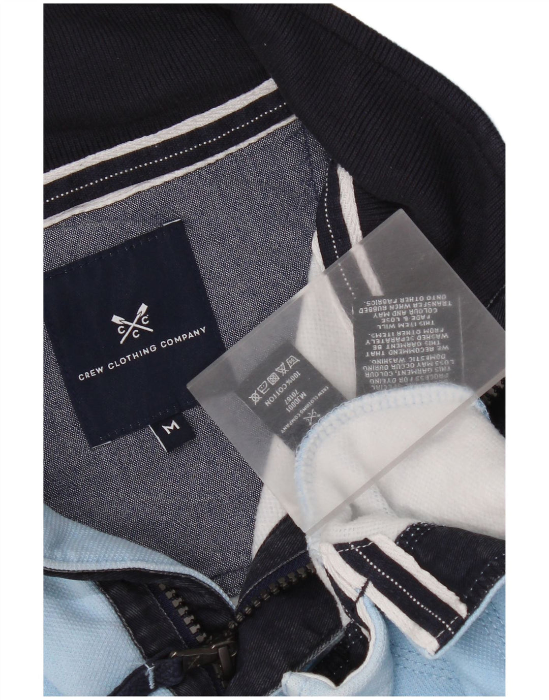 Crew Clothing Mens Zip Neck Moletom Jumper Médio Algodão Azul