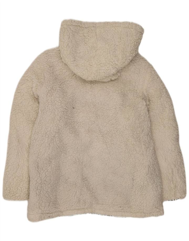 Jaqueta acolchoada reversível com capuz feminino Reebok UK 14 poliéster preto médio