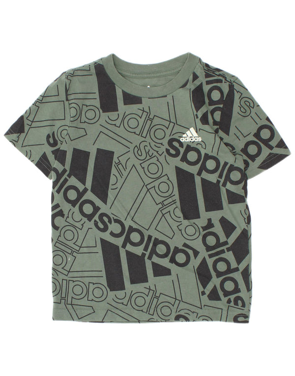 Camiseta Adidas Boys Regular Fit Graphic Top 4-5 Anos Algodão Verde