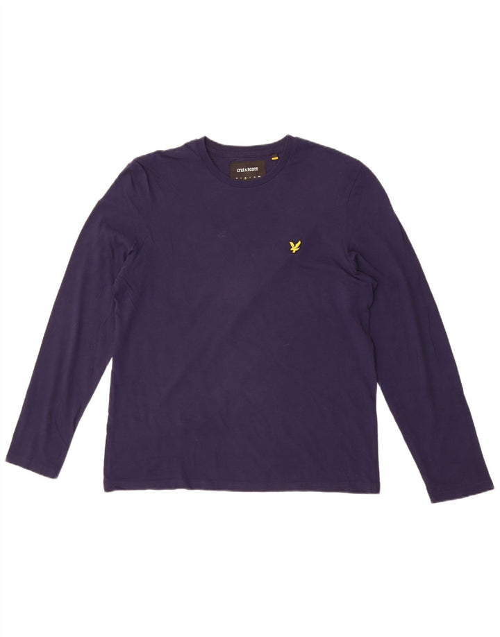 Lyle & Scott Camiseta masculina de manga comprida de algodão azul marinho médio