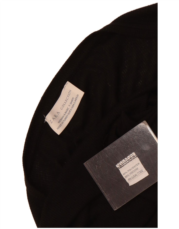 Blusa feminina Zara Batwing oversized Top UK 10 pequeno poliéster preto