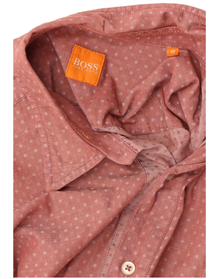Camisa masculina HUGO BOSS algodão manchado rosa médio
