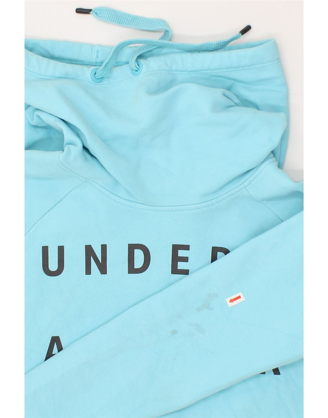 UNDER ARMOUR Womens Graphic Hoodie Jumper UK 6 XS Blue Cotton Vintage Under Armour and Second-Hand Under Armour from Messina Hembry 