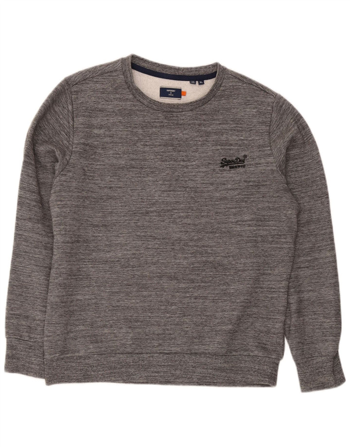 Suéter masculino Superdry XL cinza manchado de algodão