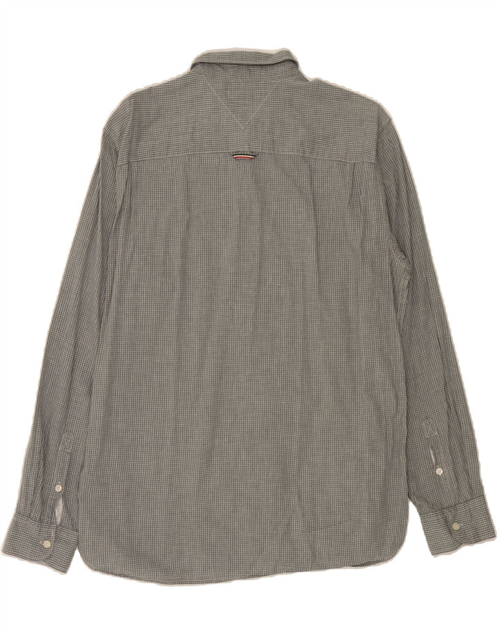 TOMMY HILFIGER Mens Shirt Large Grey Check Cotton Vintage Tommy Hilfiger and Second-Hand Tommy Hilfiger from Messina Hembry 