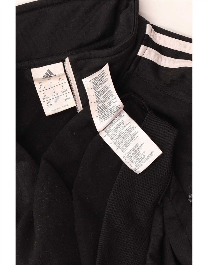 Adidas Womens Tracksuit Top Jacket UK 12/14 Médio Preto Poliéster