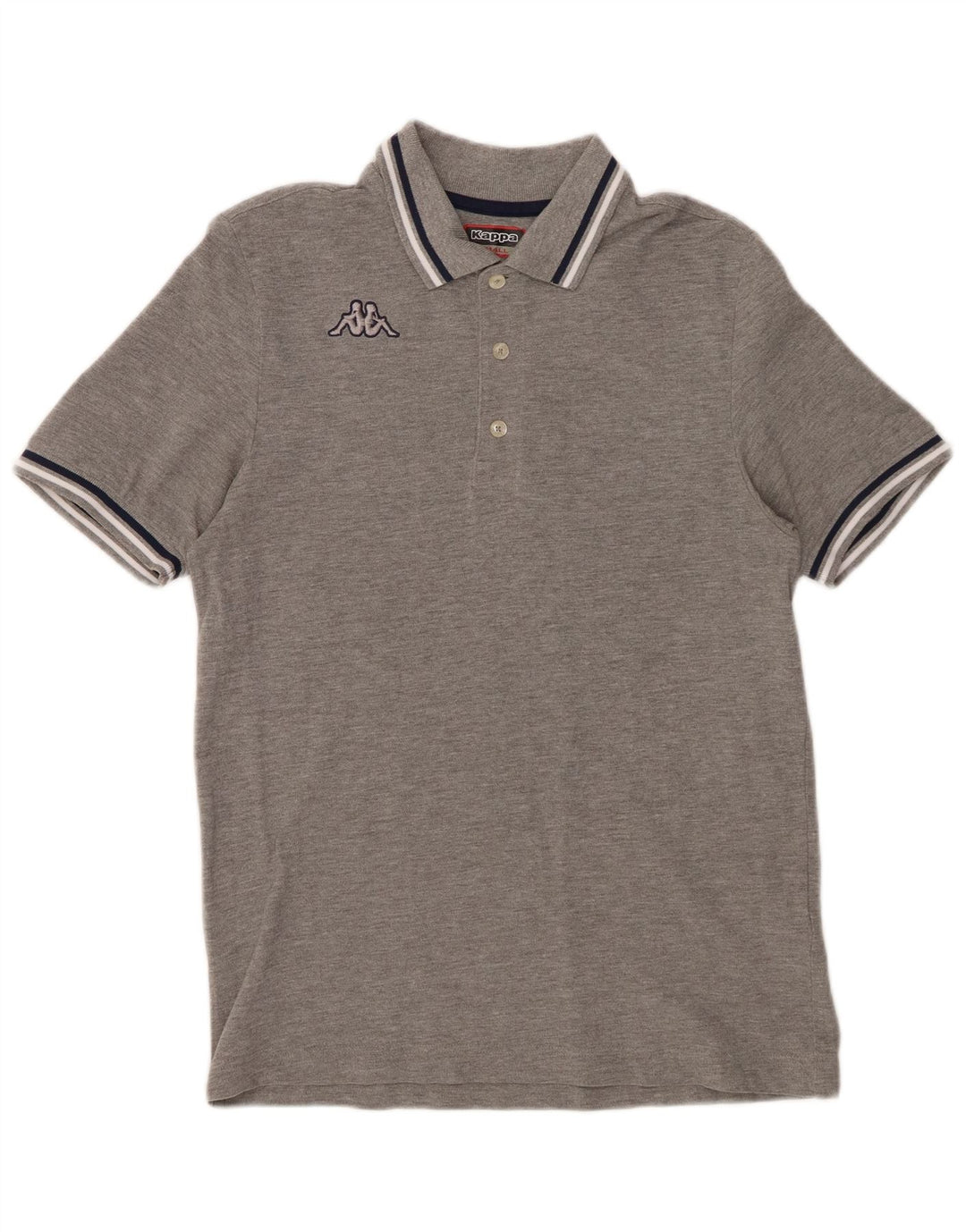 Camisa polo masculina KAPPA pequena listrada cinza de algodão