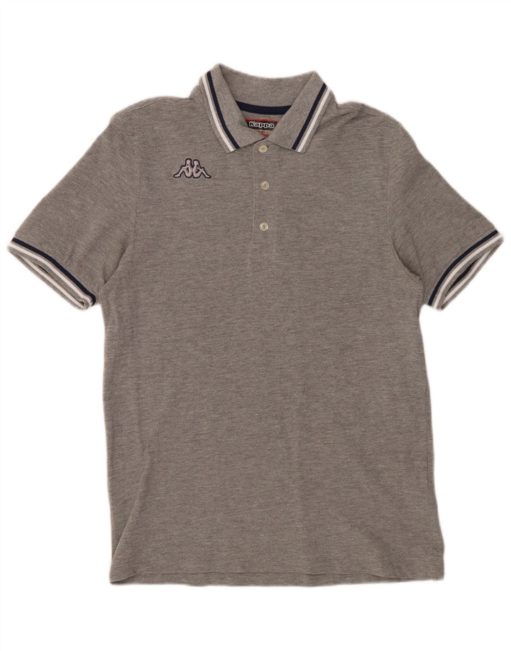 Camisa polo masculina KAPPA pequena listrada cinza de algodão