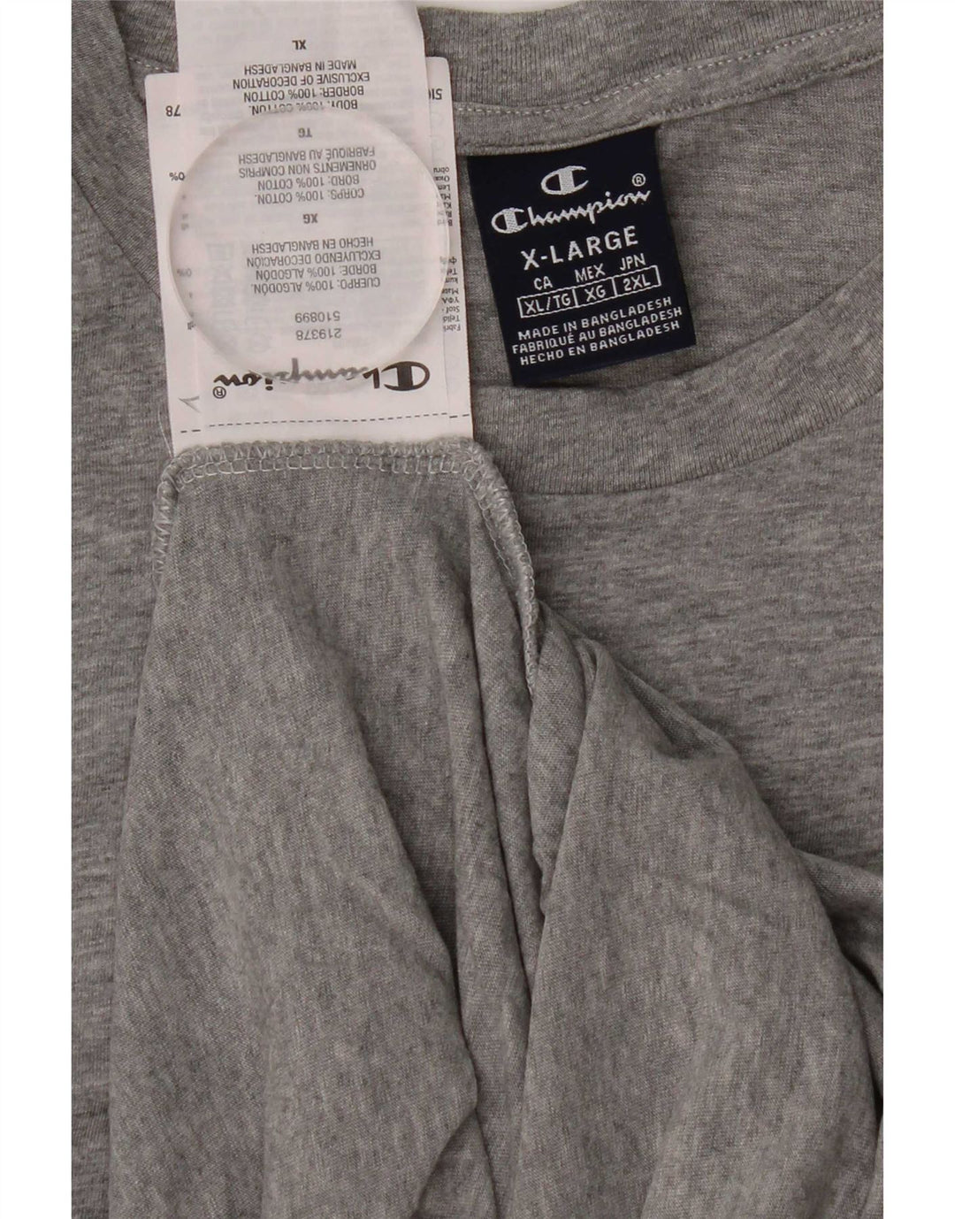 Campeão Mens Top Manga Longa XL Cinza Algodão