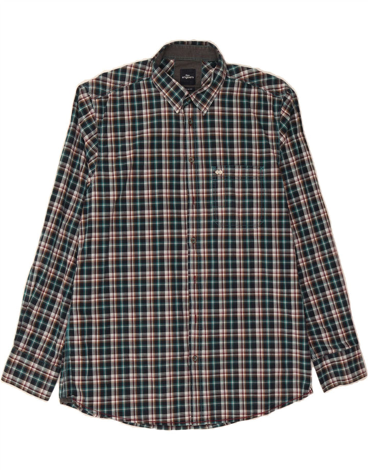ENGBERS Mens Regular Fit Shirt Medium Green Check Cotton Vintage Engbers and Second-Hand Engbers from Messina Hembry 
