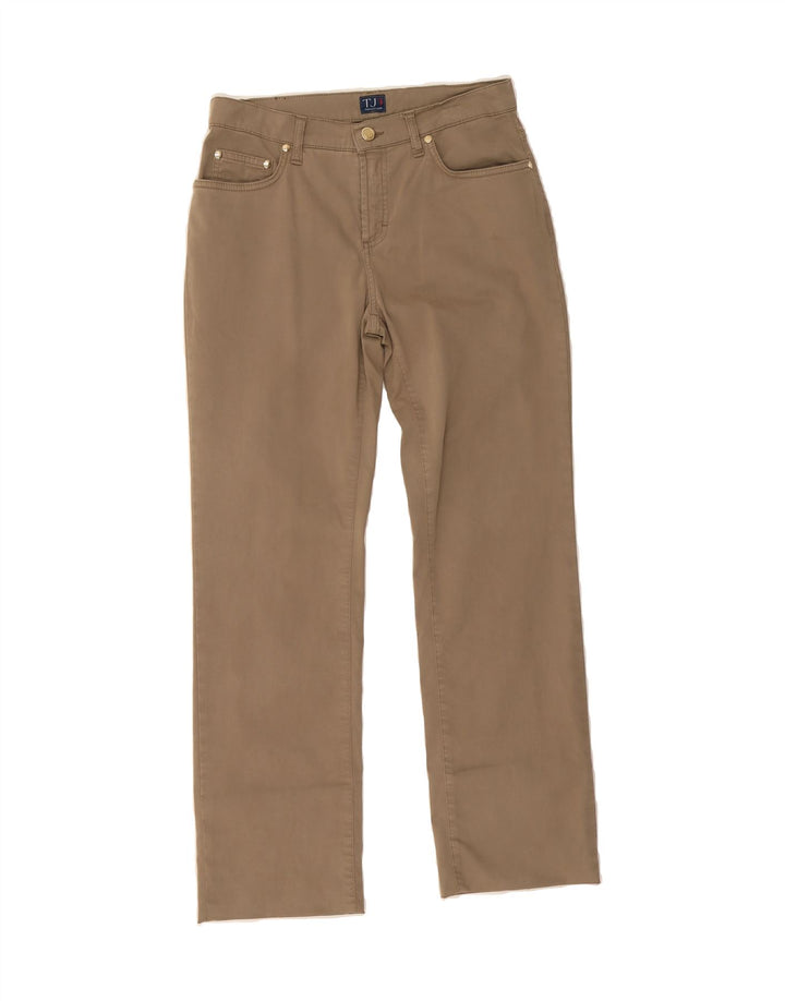 TRUSSARDI Womens Straight Casual Trousers W27 L28 Khaki Cotton Vintage Trussardi and Second-Hand Trussardi from Messina Hembry 