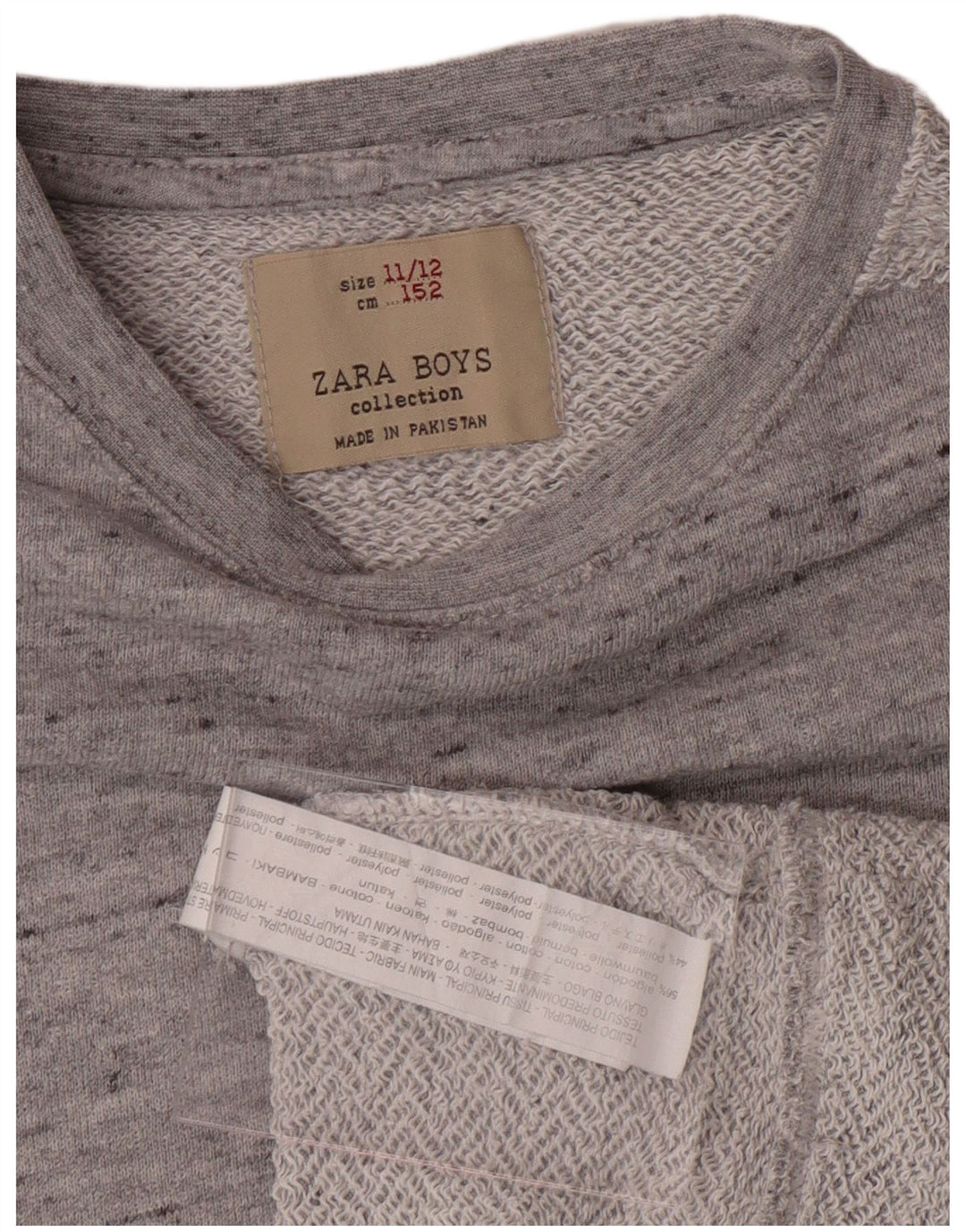 ZARA Meninos Moletom Jumper 11-12 Anos Cinza Algodão Salpicado