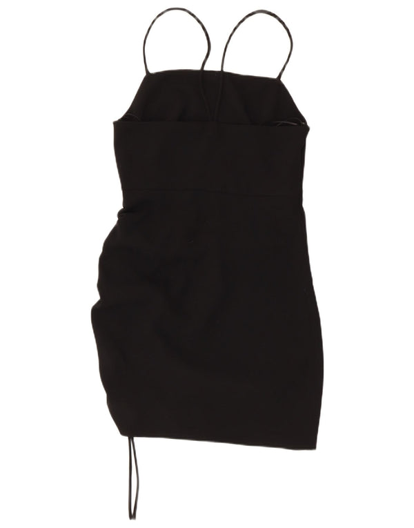 Vestido bodycon feminino sem mangas Zara UK 6 XS preto poliéster