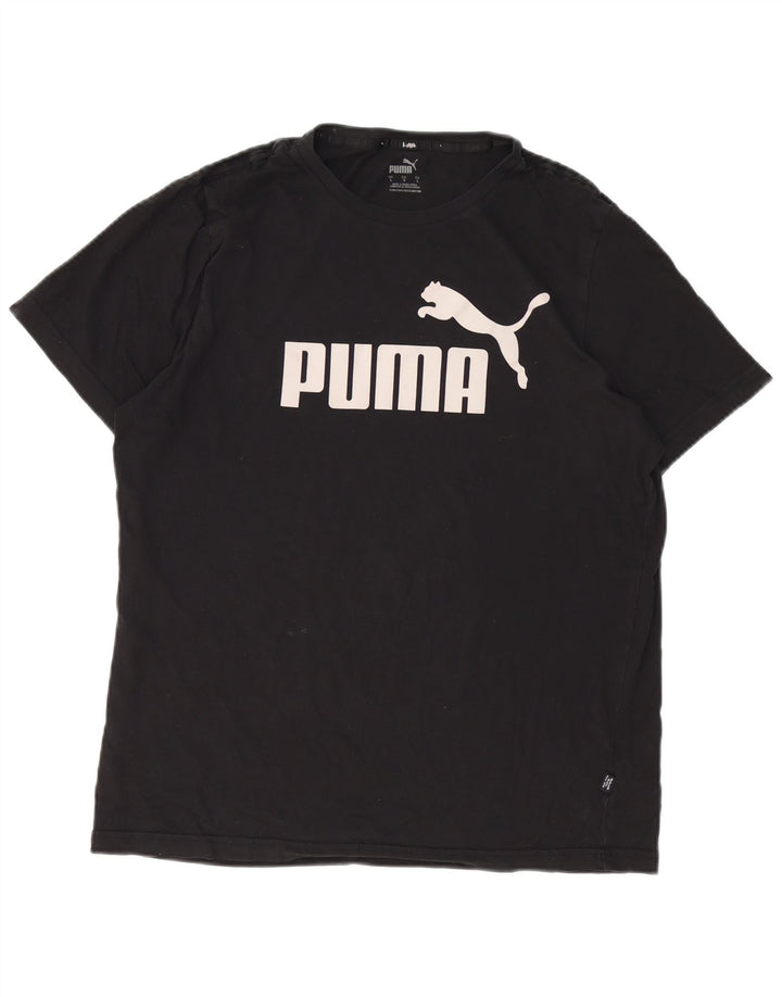 Camiseta masculina PUMA com estampa gráfica grande de algodão preto