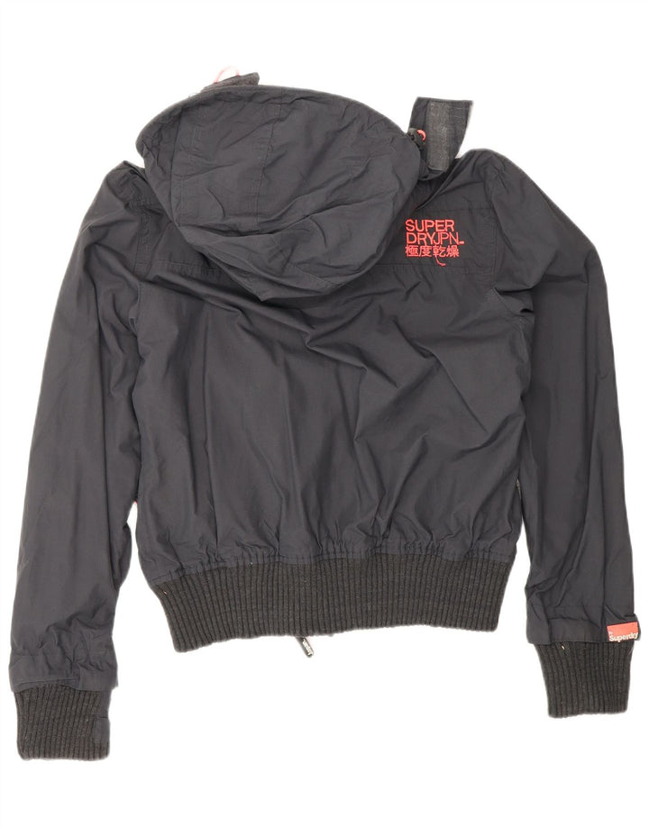 Jaqueta corta-vento feminina SUPERDRY The Windbomber com capuz UK 16 grande preta