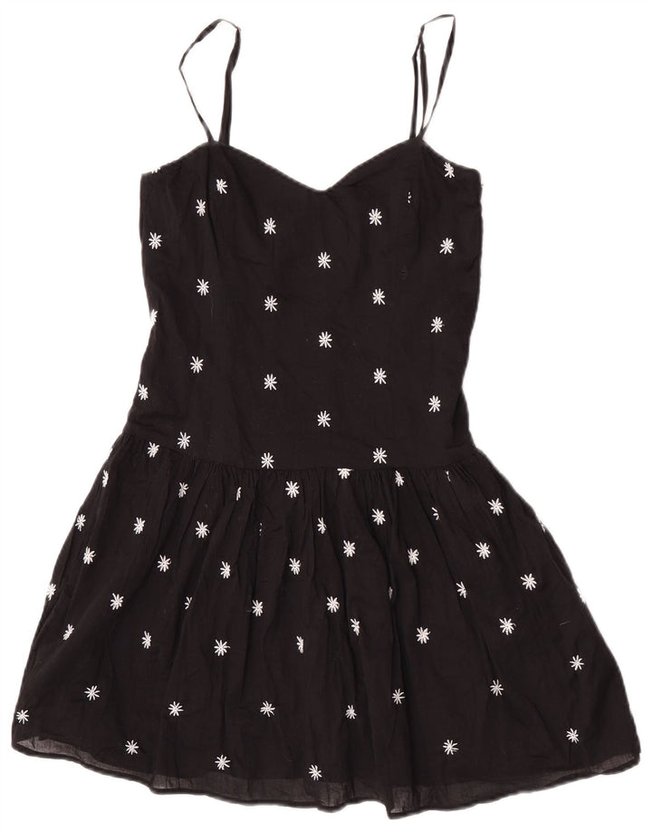 Vestido de verão feminino Zara Reino Unido 8 pequeno preto floral