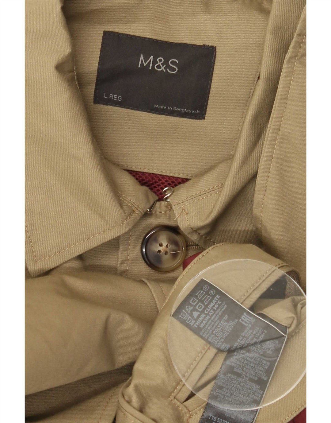 Sobretudo masculino Marks & Spencer UK 40 grande poliéster cáqui