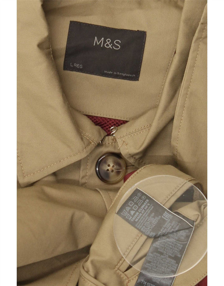 Sobretudo masculino Marks & Spencer UK 40 grande poliéster cáqui