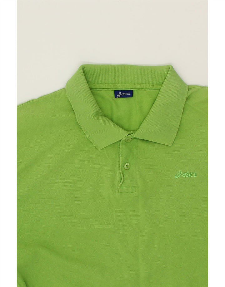 ASICS Mens Skinny Polo Shirt 2XL Green Cotton Vintage Asics and Second-Hand Asics from Messina Hembry 