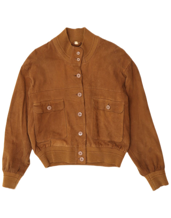 Jaqueta bomber de camurça superdimensionada feminina vintage IT 44 bege médio