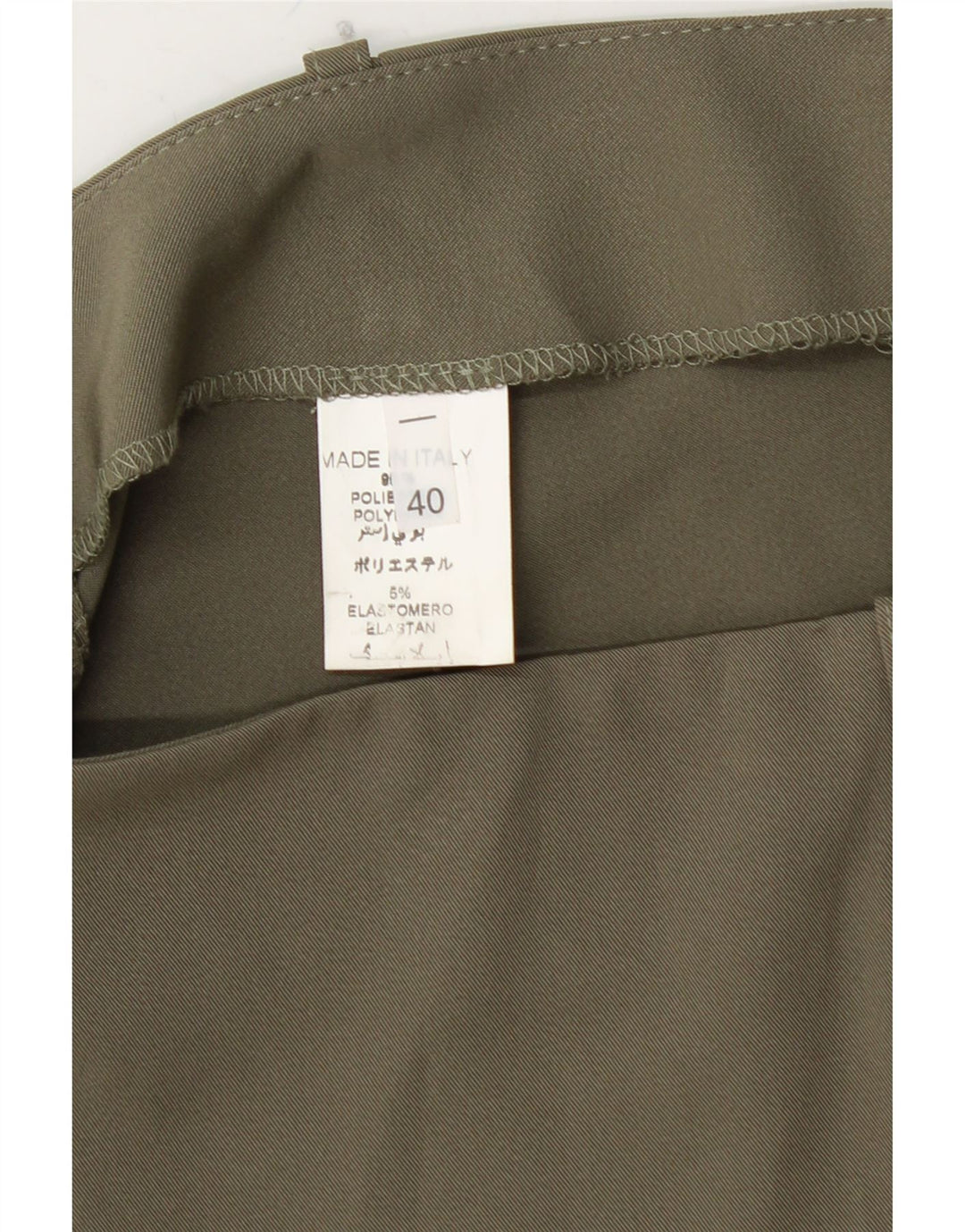 Mini saia feminina VINTAGE cintura baixa IT 40 pequena W28 cáqui poliéster