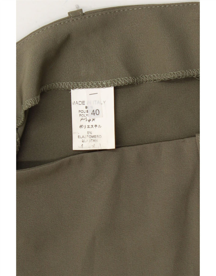 Mini saia feminina VINTAGE cintura baixa IT 40 pequena W28 cáqui poliéster