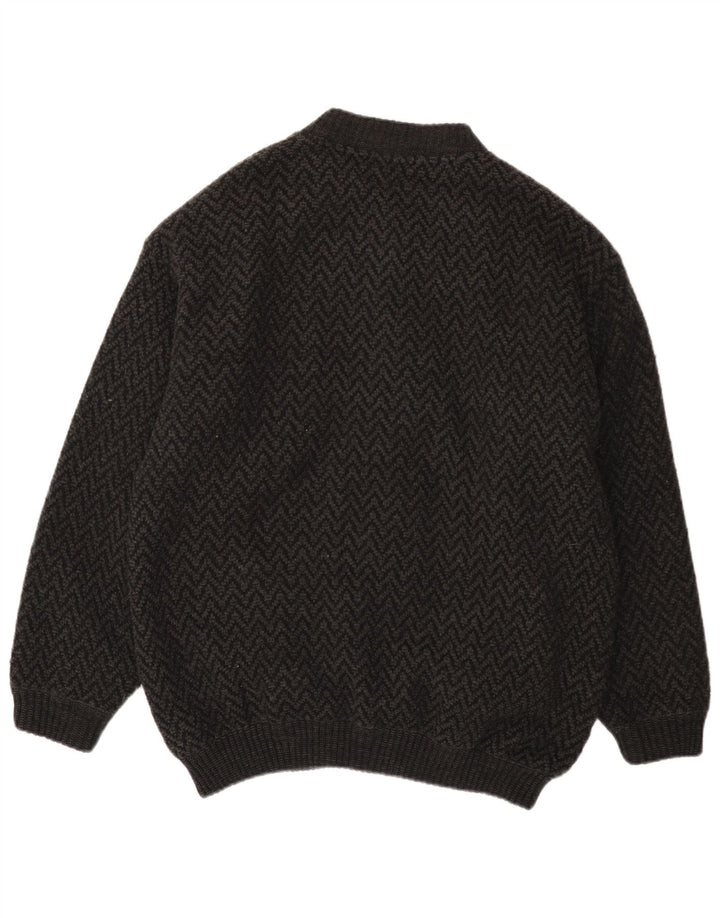 Suéter cardigã masculino James Dillon XL cinza Chevron acrílico