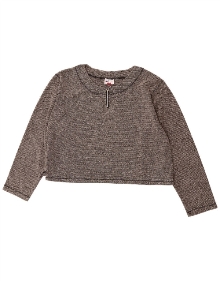 Campeão Crop Top Feminino Manga Longa Reino Unido 16 Grande Poliéster Cinzento Flecked