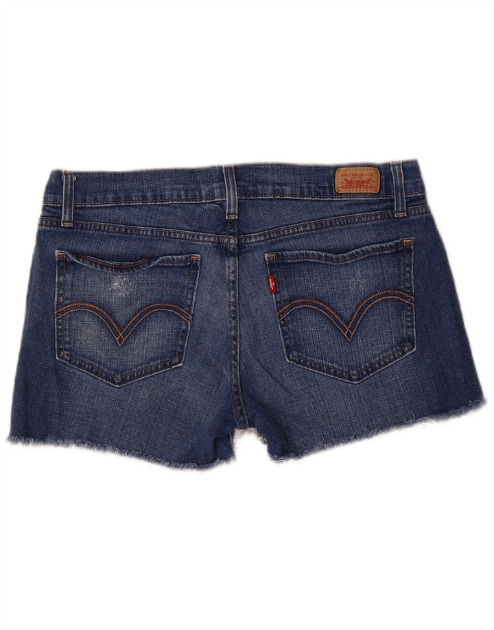Shorts jeans feminino Levi's 524 Distressed Super Low US 11 Grande W32 Azul
