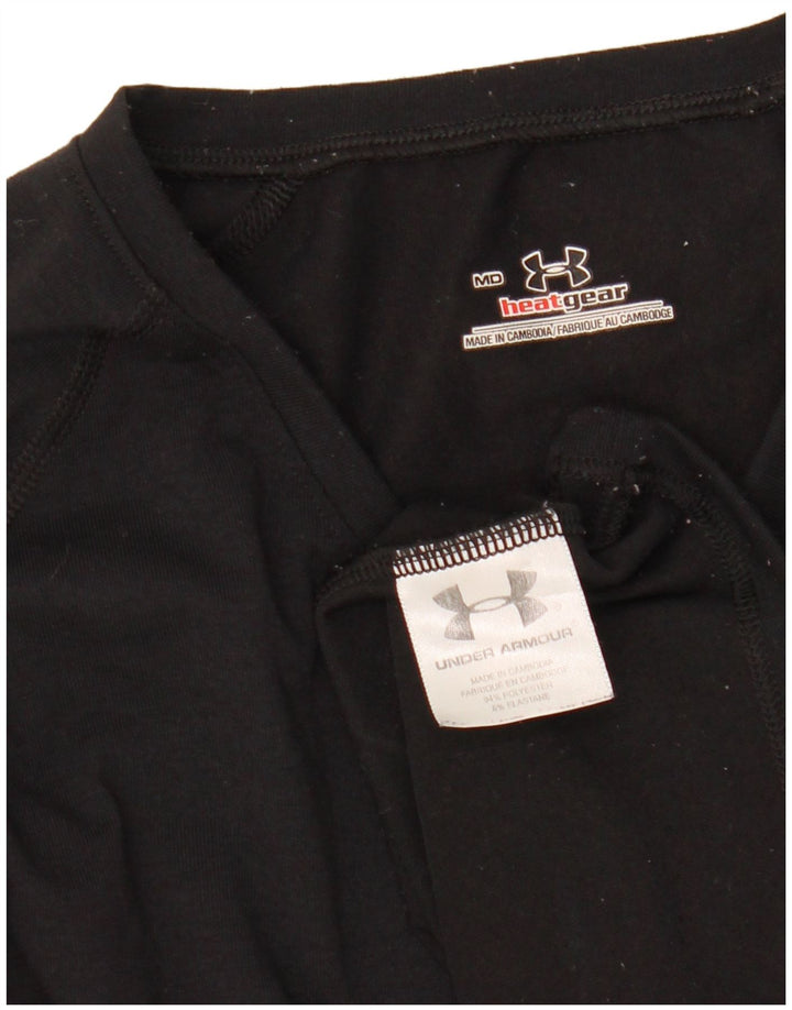 Top feminino Under Armour manga comprida UK 12 poliéster preto médio