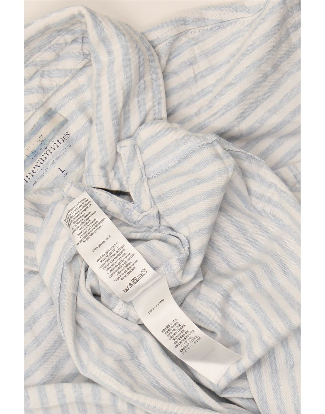 VINEYARD VINES Camisa polo masculina 15-16 anos grande algodão listrado branco