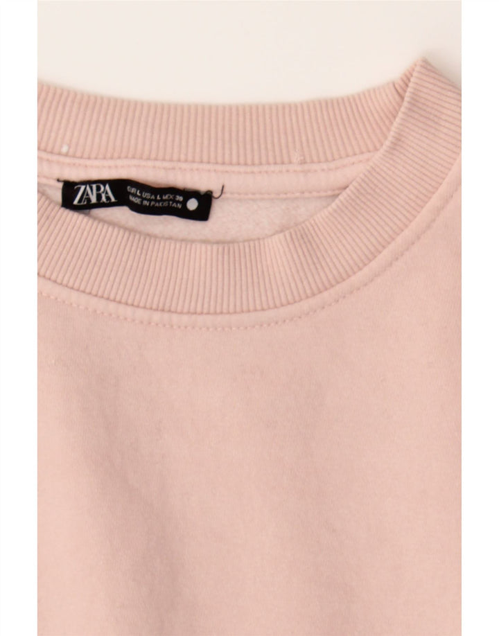 ZARA Womens Sweatshirt Jumper UK 16 Large Pink Cotton Vintage Zara and Second-Hand Zara from Messina Hembry 