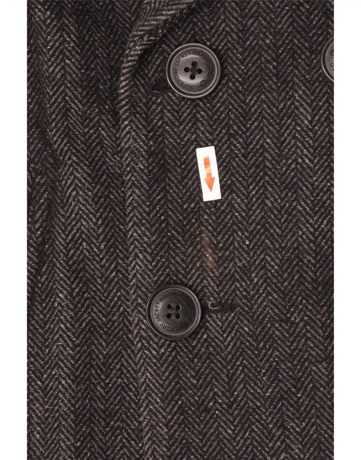 Superdry Mens Pea Coat UK 40 Grande Cinza Espinha de Lã Clássico