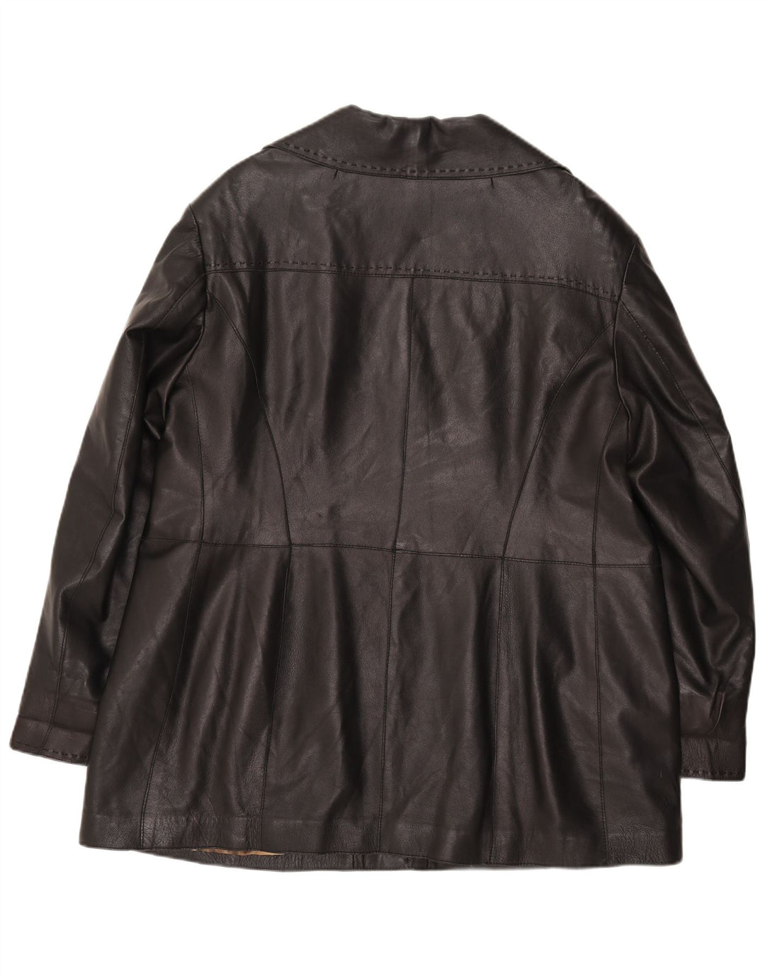 Casaco de couro feminino vintage Reino Unido 16 grande couro preto