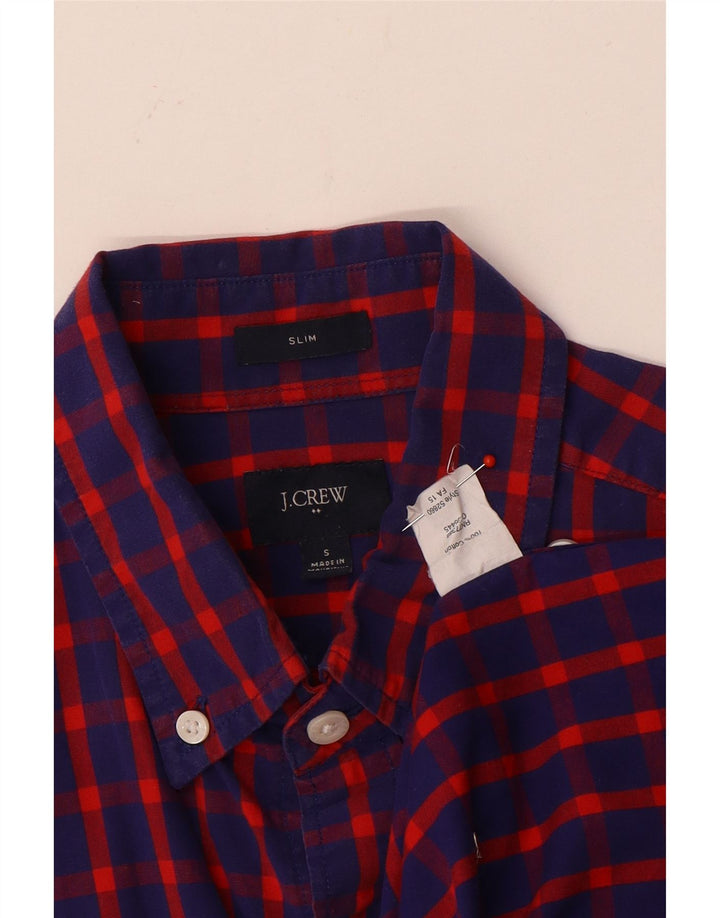 J. Crew Camisa masculina slim pequena de algodão xadrez azul