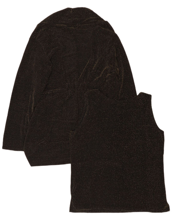 Conjunto vintage feminino de 2 peças UK 18 XL preto nylon