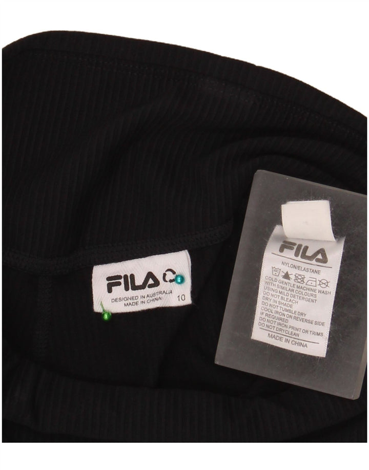 Calça de treino feminina Fila UK 10 pequena preta nylon