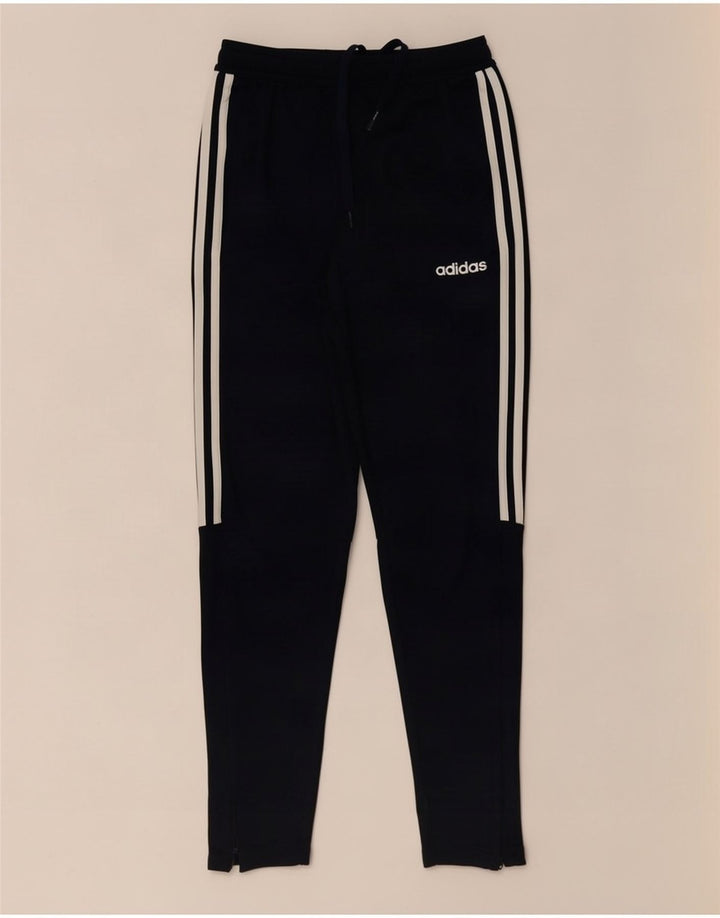 Calça de treino masculina Adidas Climalite pequena azul marinho poliéster
